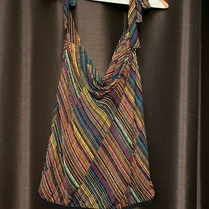 DVF vintage cowl neck silk beaded top